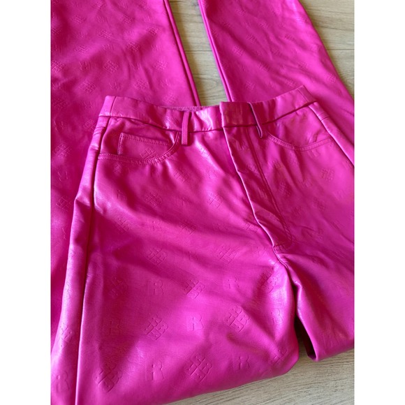 ROTATE Birger Christensen 'Rotie' Monogram Faux Leather Pink Pants - Picture 12 of 14